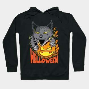 halloween wolf pumpkin illustration Hoodie